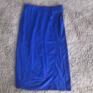Royal blue Leith pencil skirt with side slit.